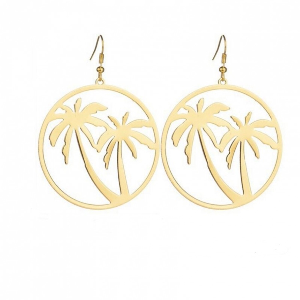 Palm Tree Circle hook earrings